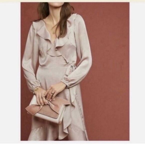 Anthropologie The Odells Sharlene Wrap Dress Pink - Picture 2 of 11